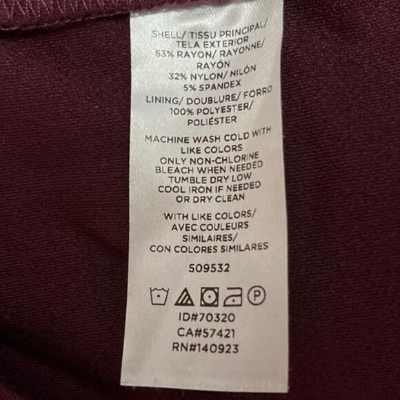 Ann Taylor LOFT Purple Burgandy Faux Wrap V-Neck Long Sleeve Career Dress Size 8 - Picture 4 of 4